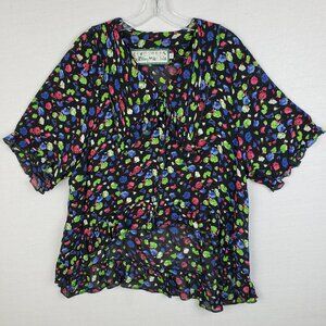 Authentic Nothing Matches Blouse Top Art-to-Wear Abstract Print Colorful sz L/XL